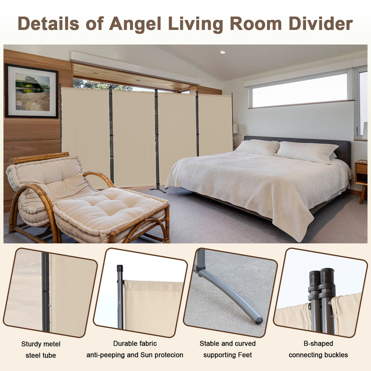 Paravent 4tlg 324X169CM Sichtschutz Balkonbespannung Balkonsichtschutz Paravent Raumteiler Trennwand