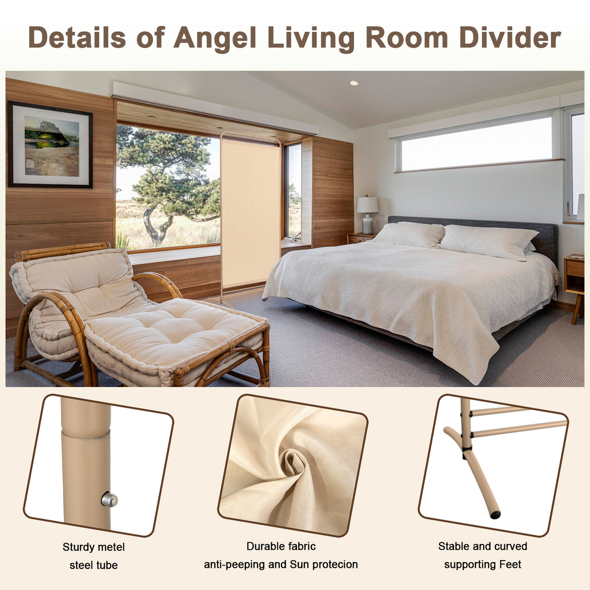 Angel Living 1-teiliger faltbarer Raum-Teiler, freistehender Privatsphäre-Schirm für Büros, Balkon, Schlafzimmer, Garten im Freien, 81cm x 180cm