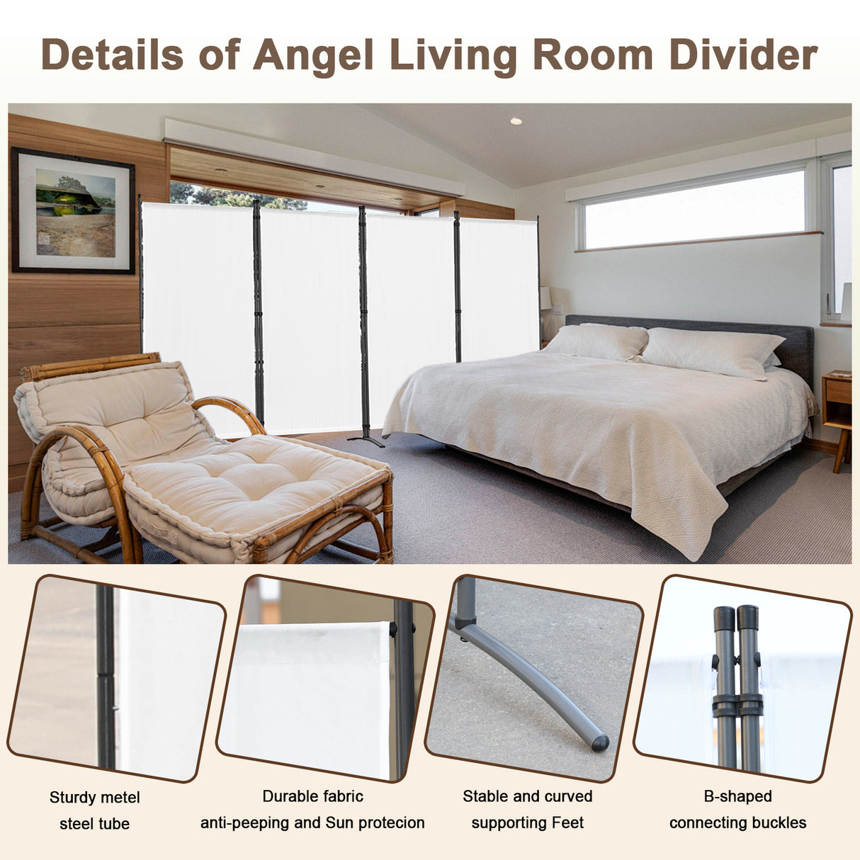 Paravent 4tlg 324X169CM Sichtschutz Balkonbespannung Balkonsichtschutz Paravent Raumteiler Trennwand