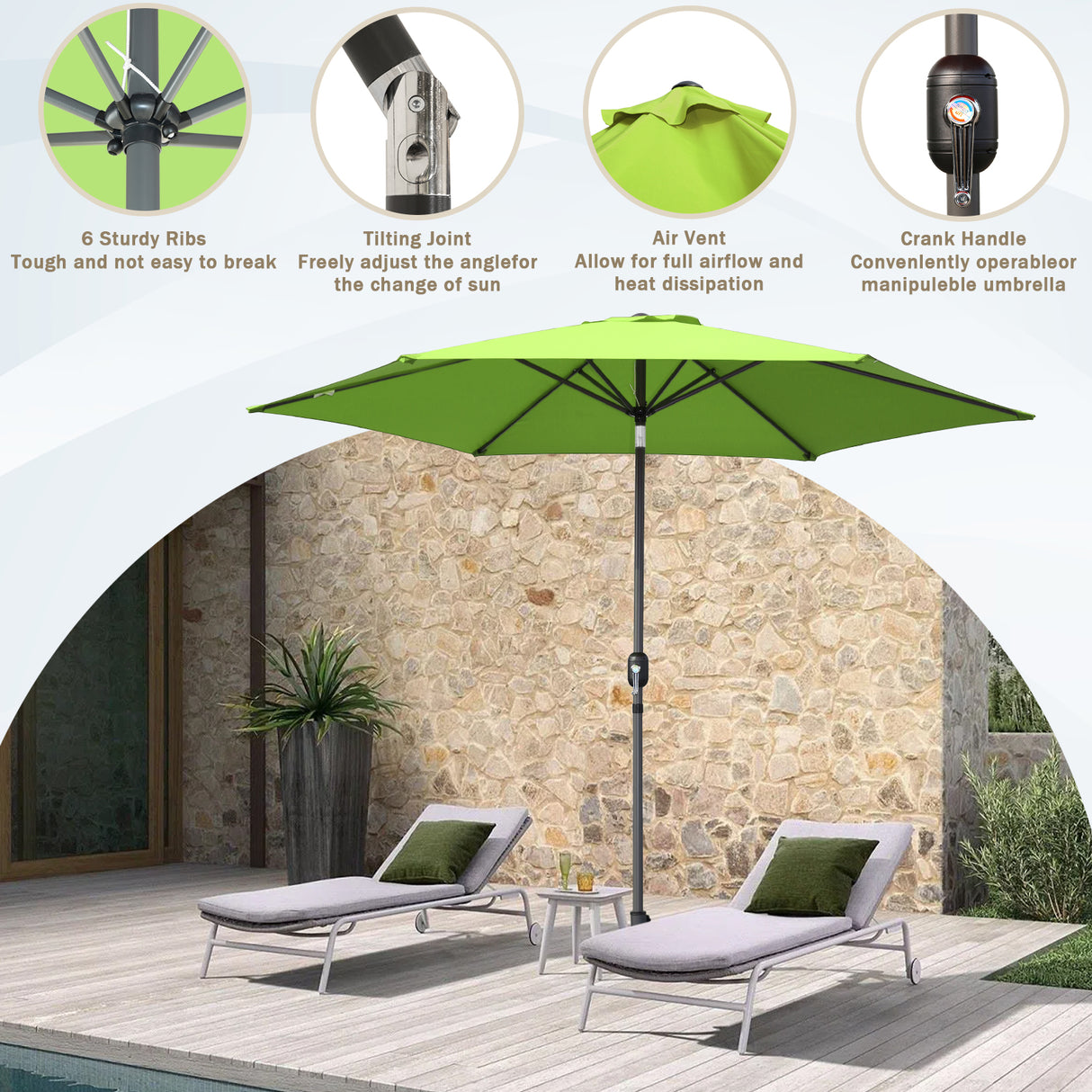 Caña de pescar Living la sombrilla Ø 300 cm de paraguas de jardín el paraguas de mercado el paraguas de terrazas Taupe aproximadamente el Paraguas solar la protección solar de aluminio y poliéster UV50