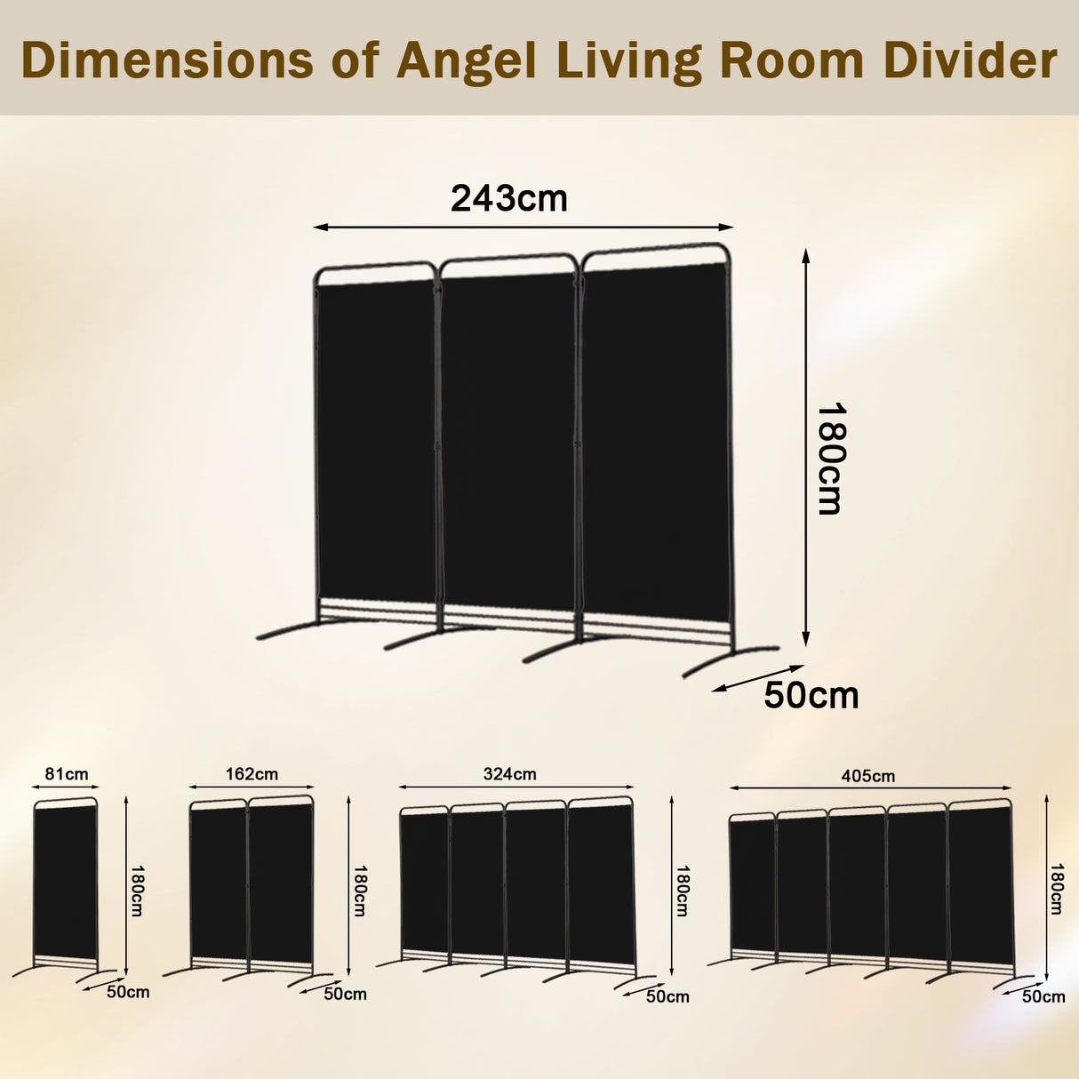 Angel Living Paravent 4 Teilig Klappbar Raumteiler für Büros, Balkon,Schlafzimmer,Außengarten,243cm x 180cm