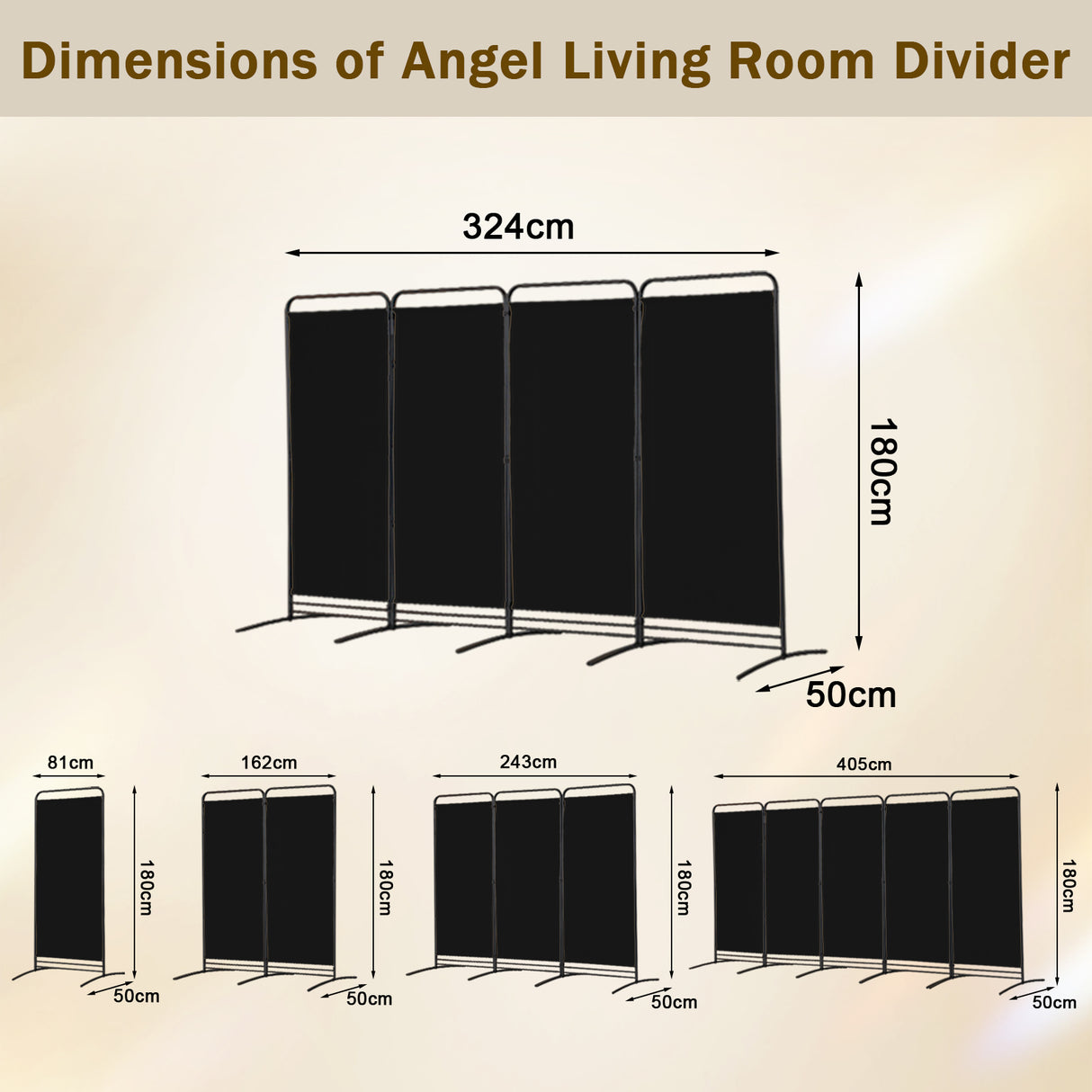 Angel Living Paravent 4 Teilig Klappbar Raumteiler für Büros, Balkon,Schlafzimmer,Außengarten, 324cm x 180cm