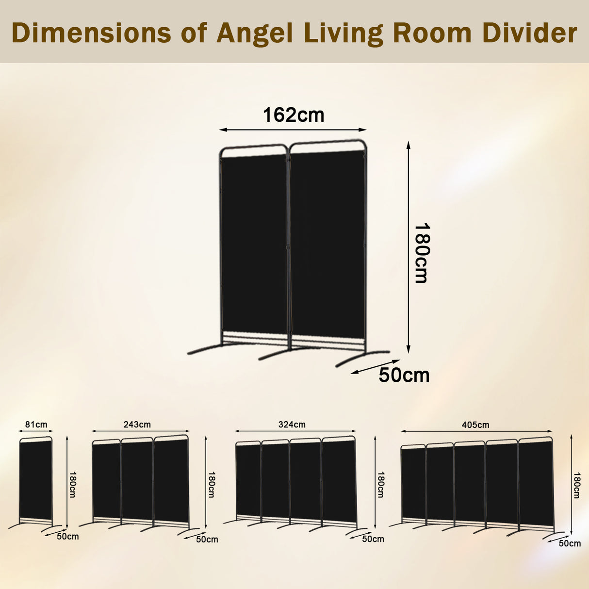 Angel Living Paravent 2 Teilig Klappbar Raumteiler für Büros, Balkon,Schlafzimmer,Außengarten, 162cm x 180cm