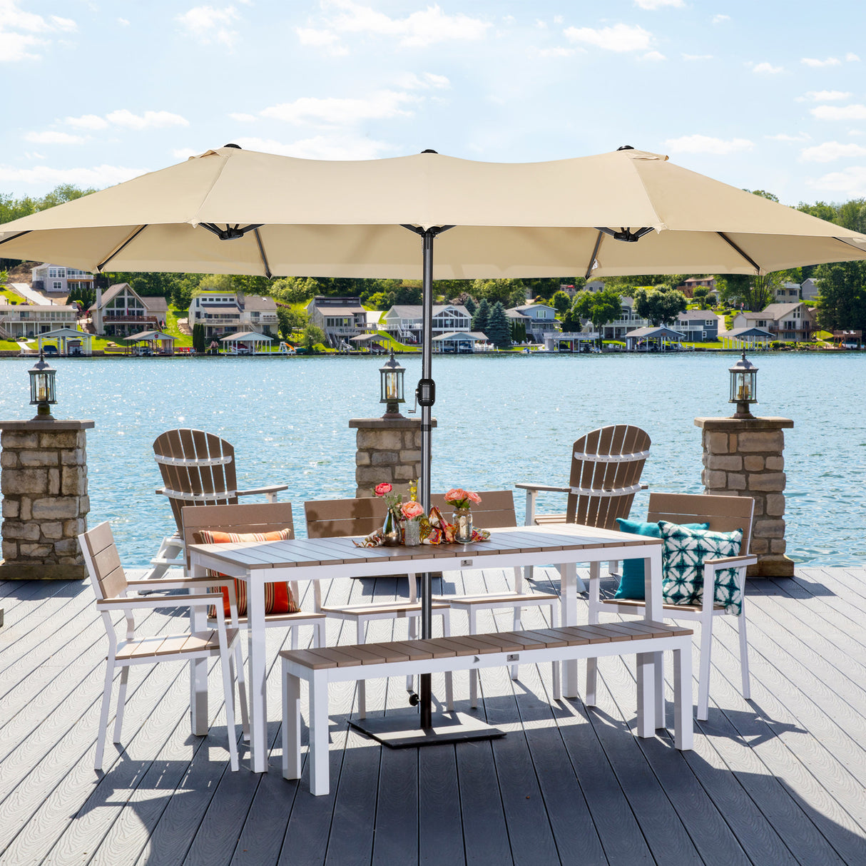 270 X 460 cm Aluminium Doppelsonnenschirm Gartenschirm Sonnenschutz UV50+