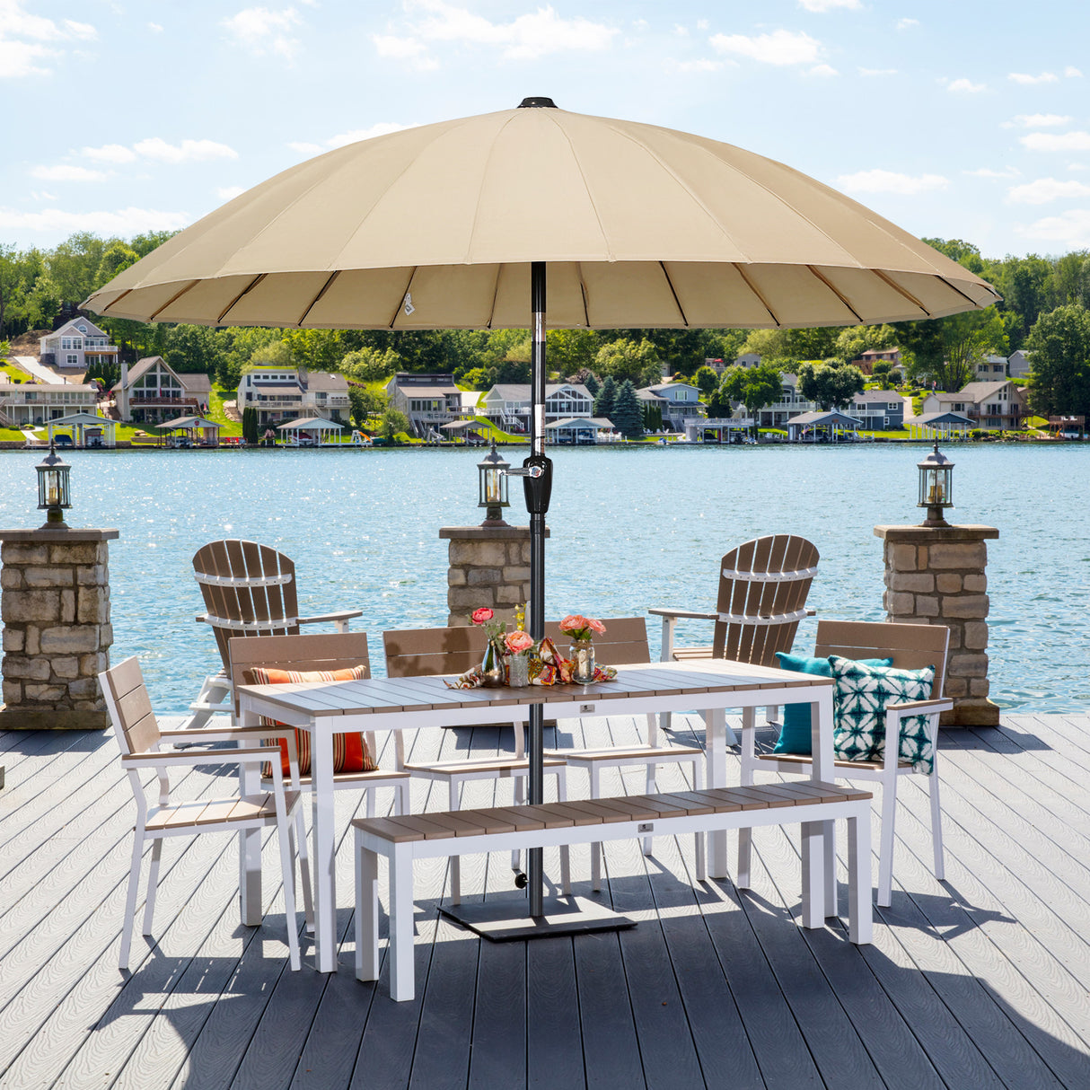 250cm Sonneschirm Sonnenschutz neigbar Rostfrei aus Aluminium, Stahl und Polyester