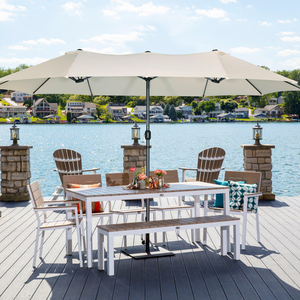 270 X 460 cm Aluminium Doppelsonnenschirm Gartenschirm Sonnenschutz UV50+