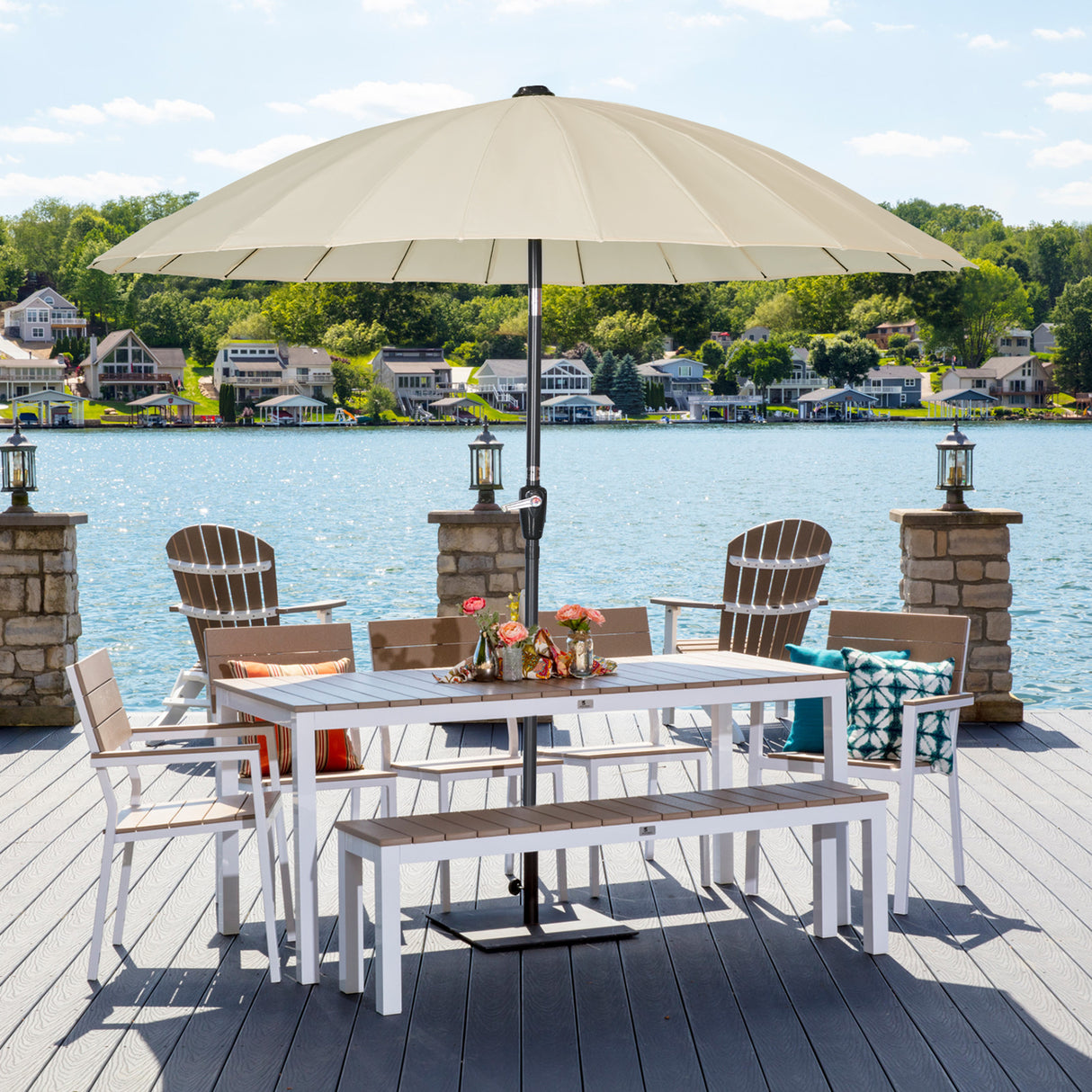 250cm Sonneschirm Sonnenschutz neigbar Rostfrei aus Aluminium, Stahl und Polyester