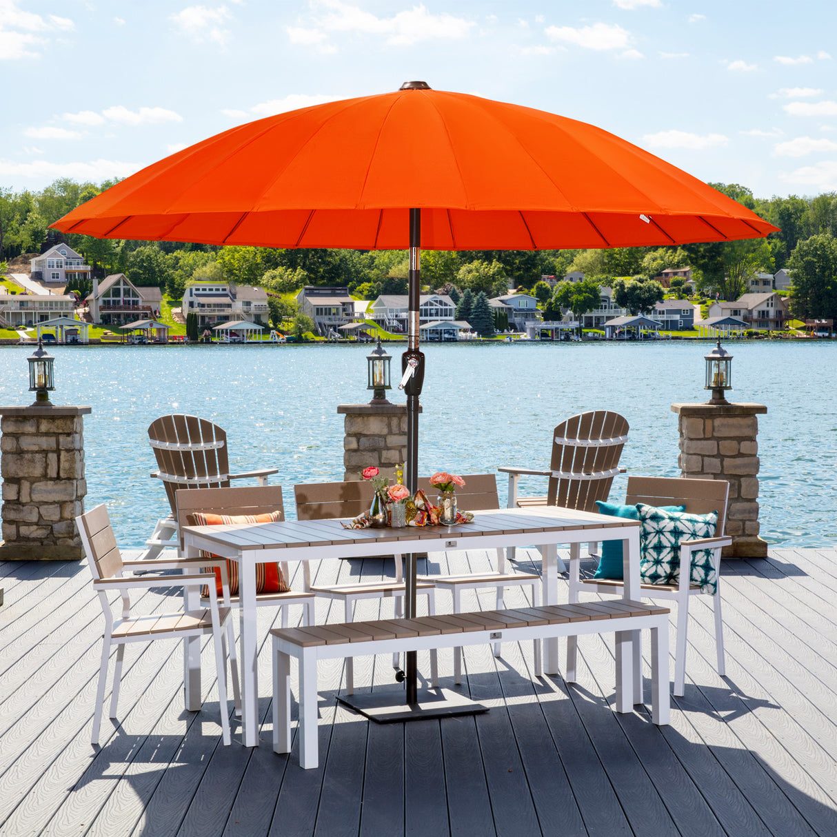 250cm Sonneschirm Sonnenschutz neigbar Rostfrei aus Aluminium, Stahl und Polyester