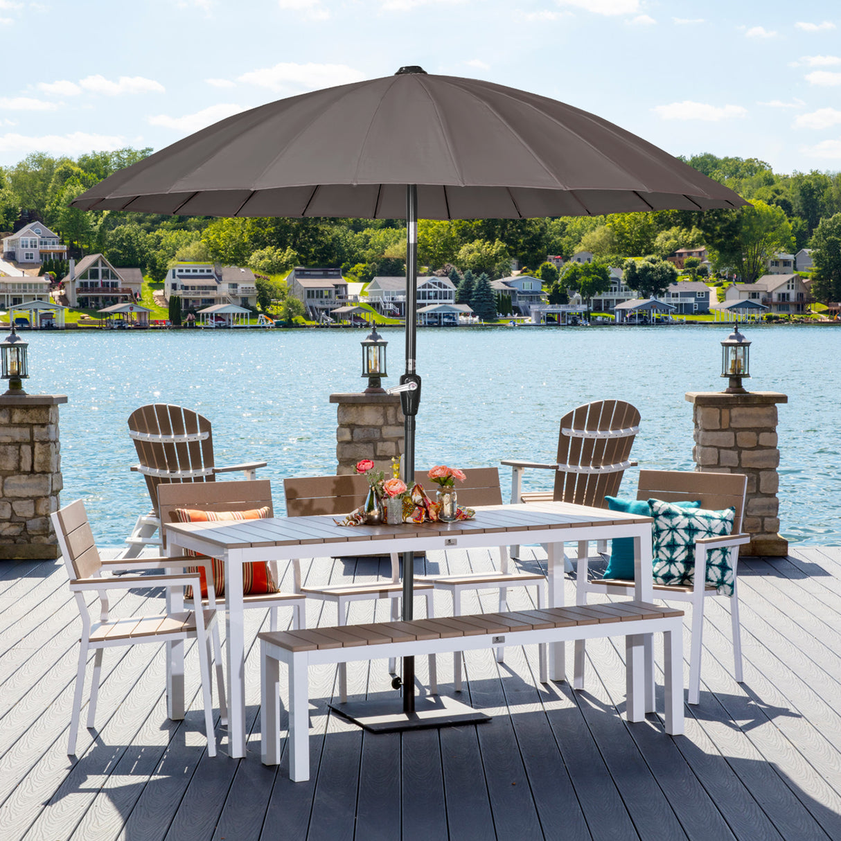 250cm Sonneschirm Sonnenschutz neigbar Rostfrei aus Aluminium, Stahl und Polyester