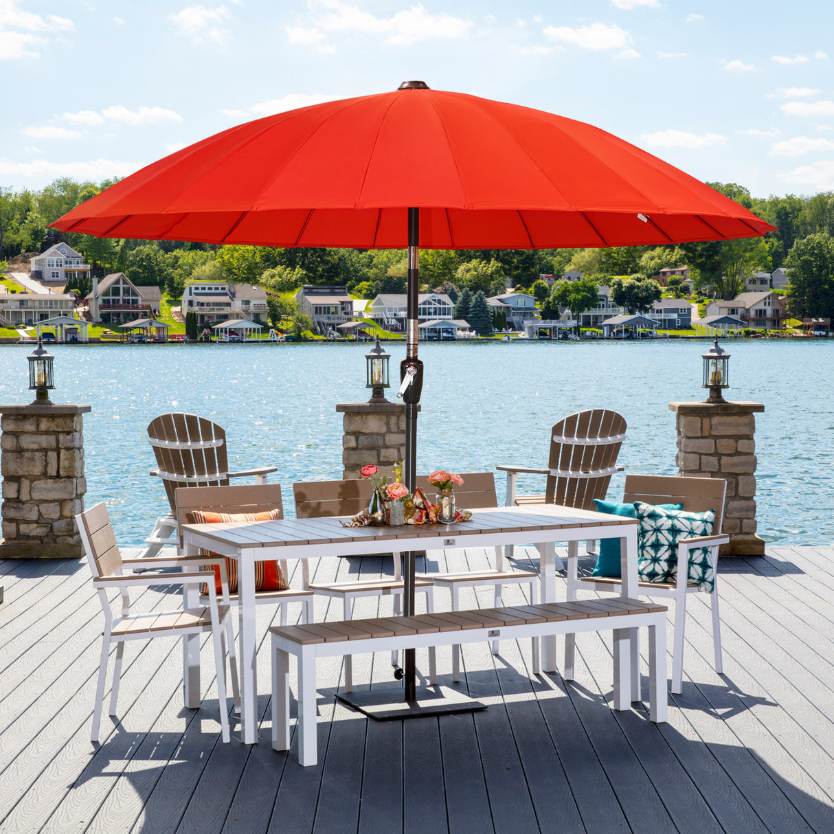 250cm Sonneschirm Sonnenschutz neigbar Rostfrei aus Aluminium, Stahl und Polyester