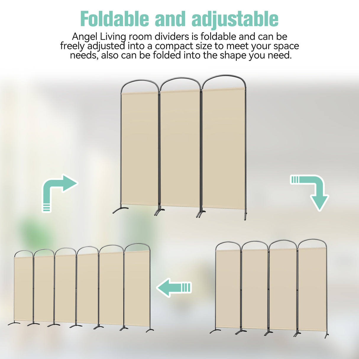 Paravent 3tlg 168X185CM Bogenparavent Sichtschutz Raumteiler