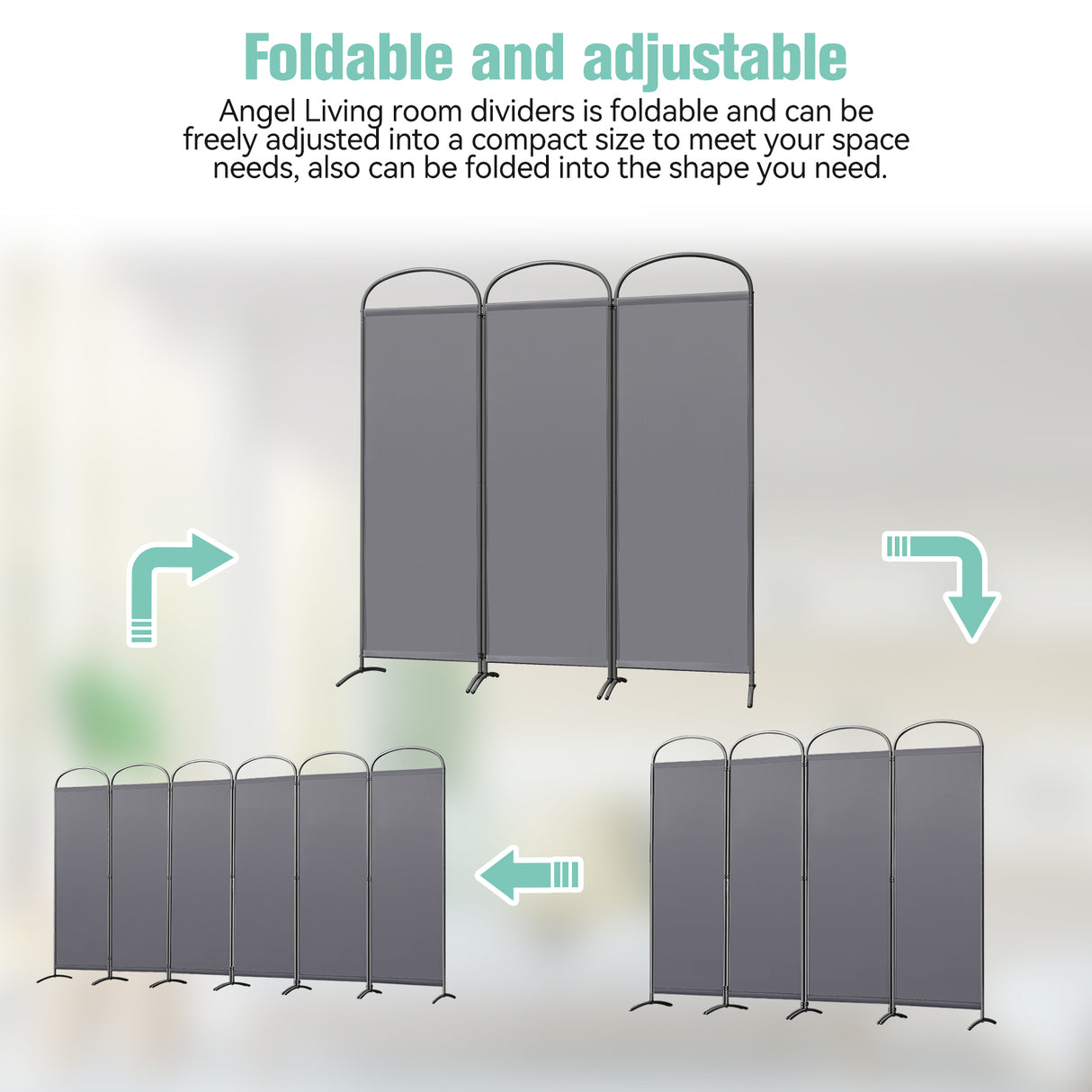 Paravent 3tlg 168X185CM Bogenparavent Sichtschutz Raumteiler