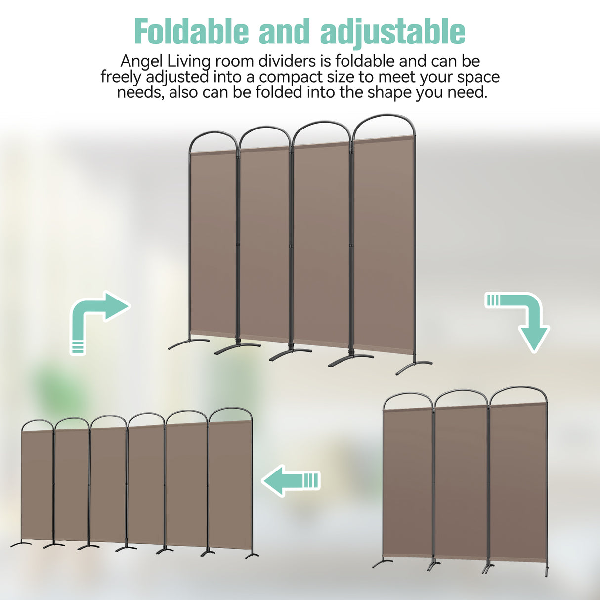 Angel Living Paravent 4tlg 225X185CM Bogenparavent Sichtschutz Raumteiler