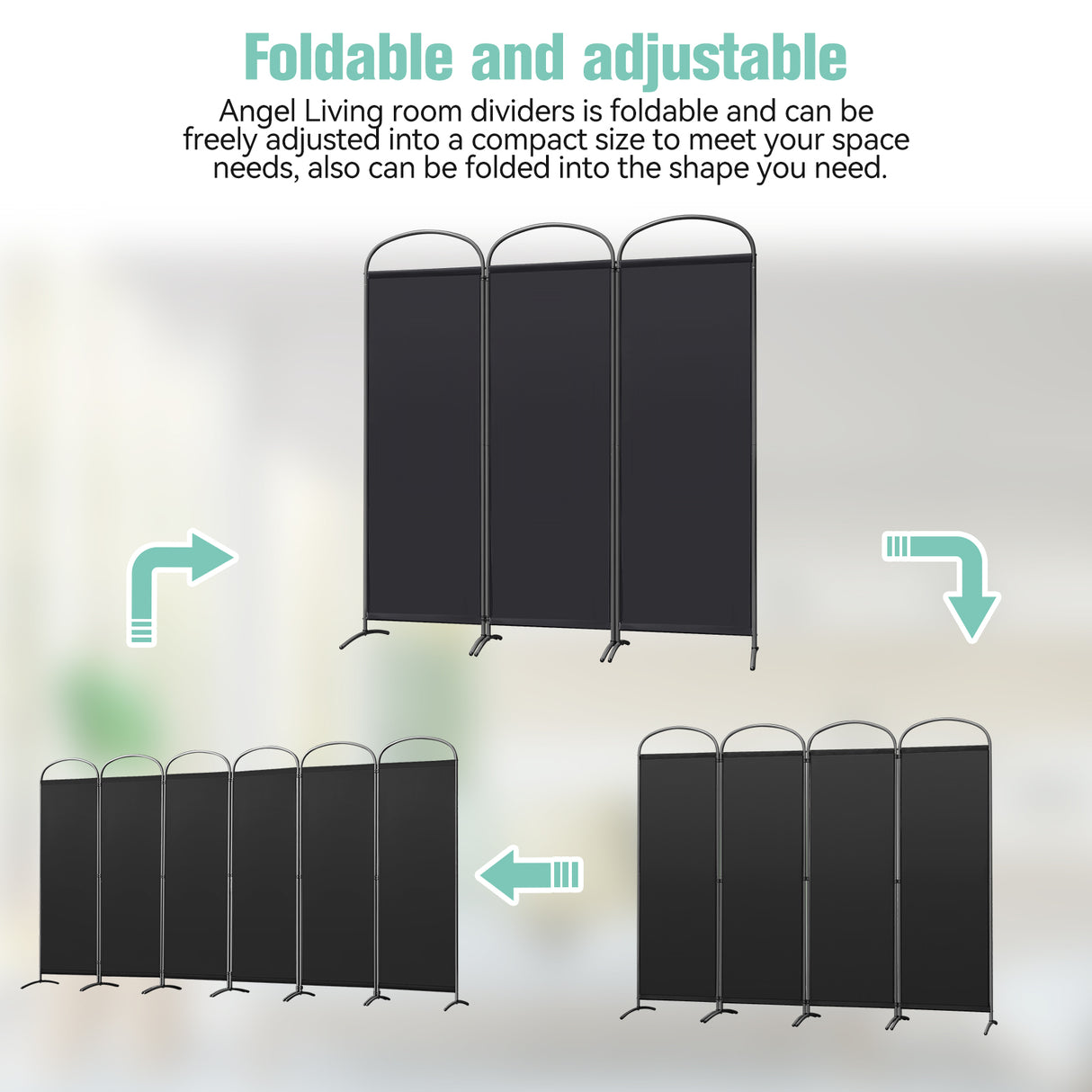 Paravent 3tlg 168X185CM Bogenparavent Sichtschutz Raumteiler