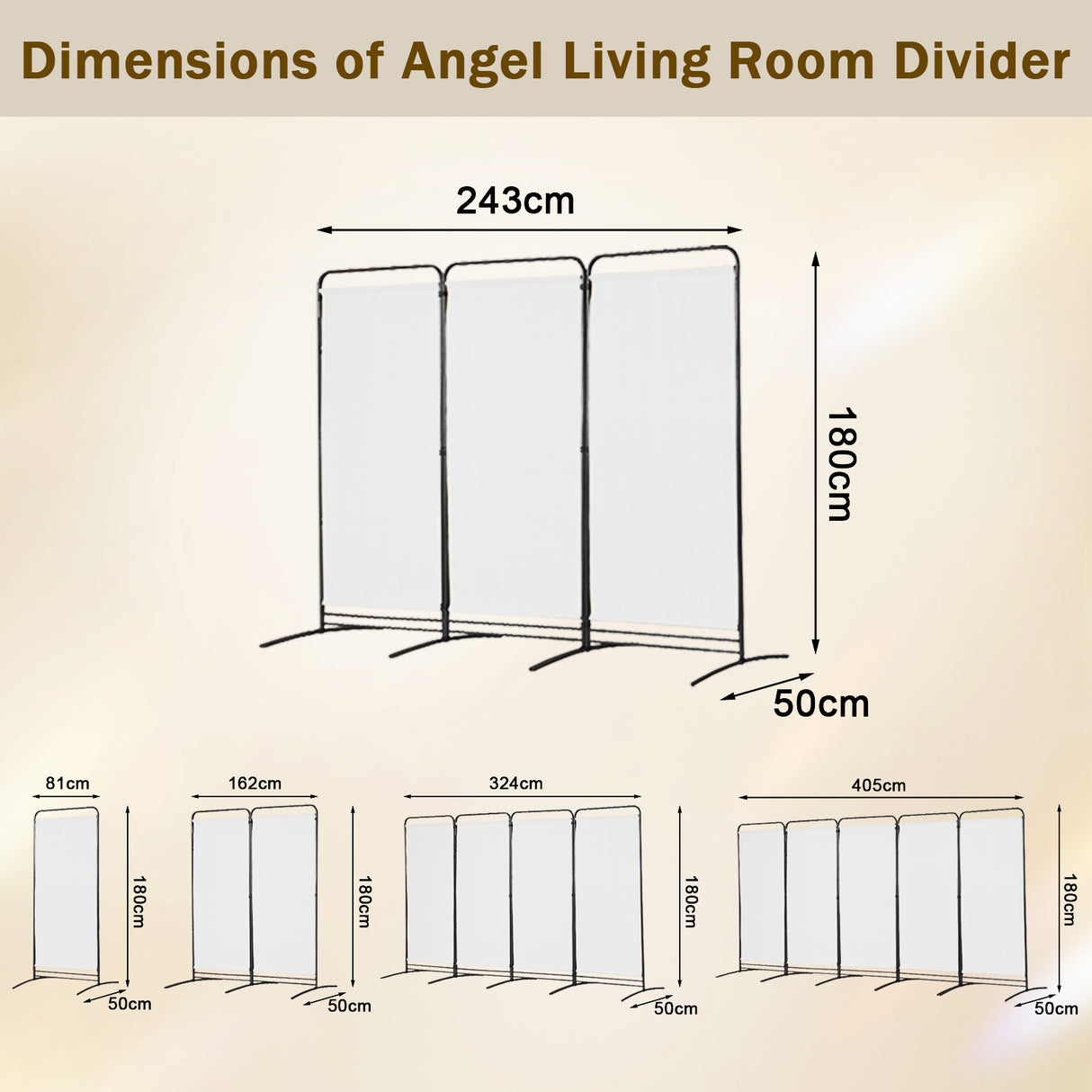 Angel Living Paravent 4 Teilig Klappbar Raumteiler für Büros, Balkon,Schlafzimmer,Außengarten,243cm x 180cm
