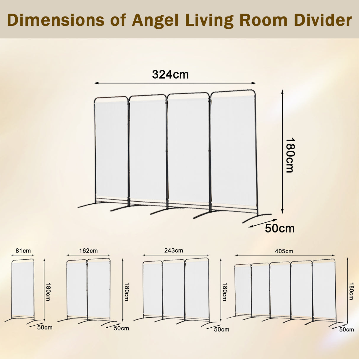 Angel Living Paravent 4 Teilig Klappbar Raumteiler für Büros, Balkon,Schlafzimmer,Außengarten, 324cm x 180cm