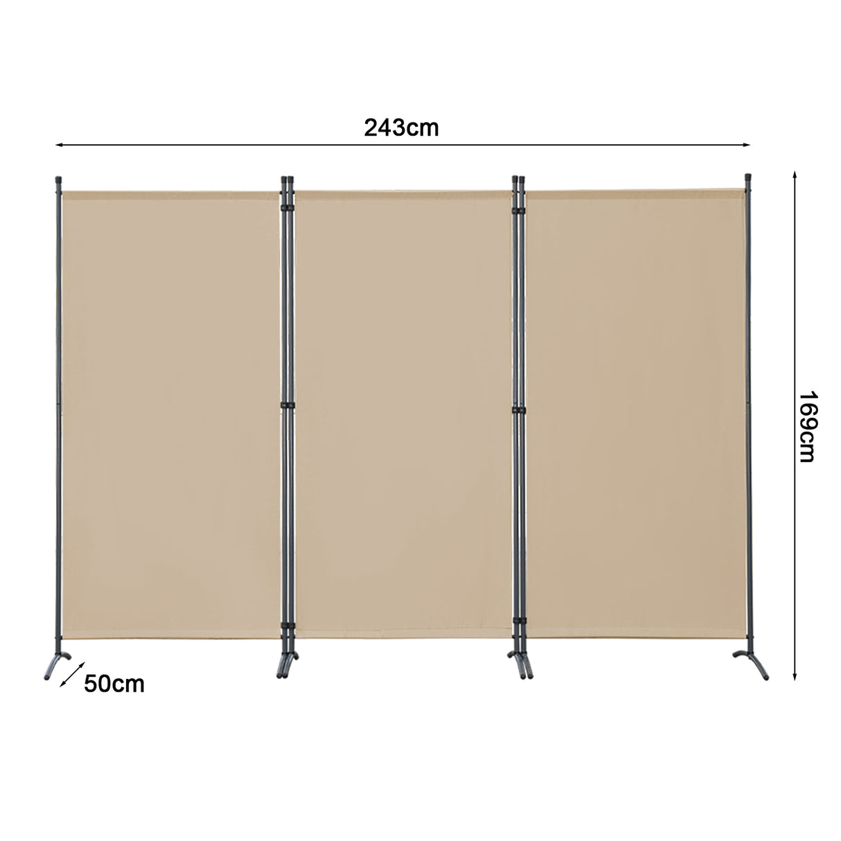 Paravent Raumteiler Outdoor Sichtschutz 243 x 169 cm, 3 Paneele