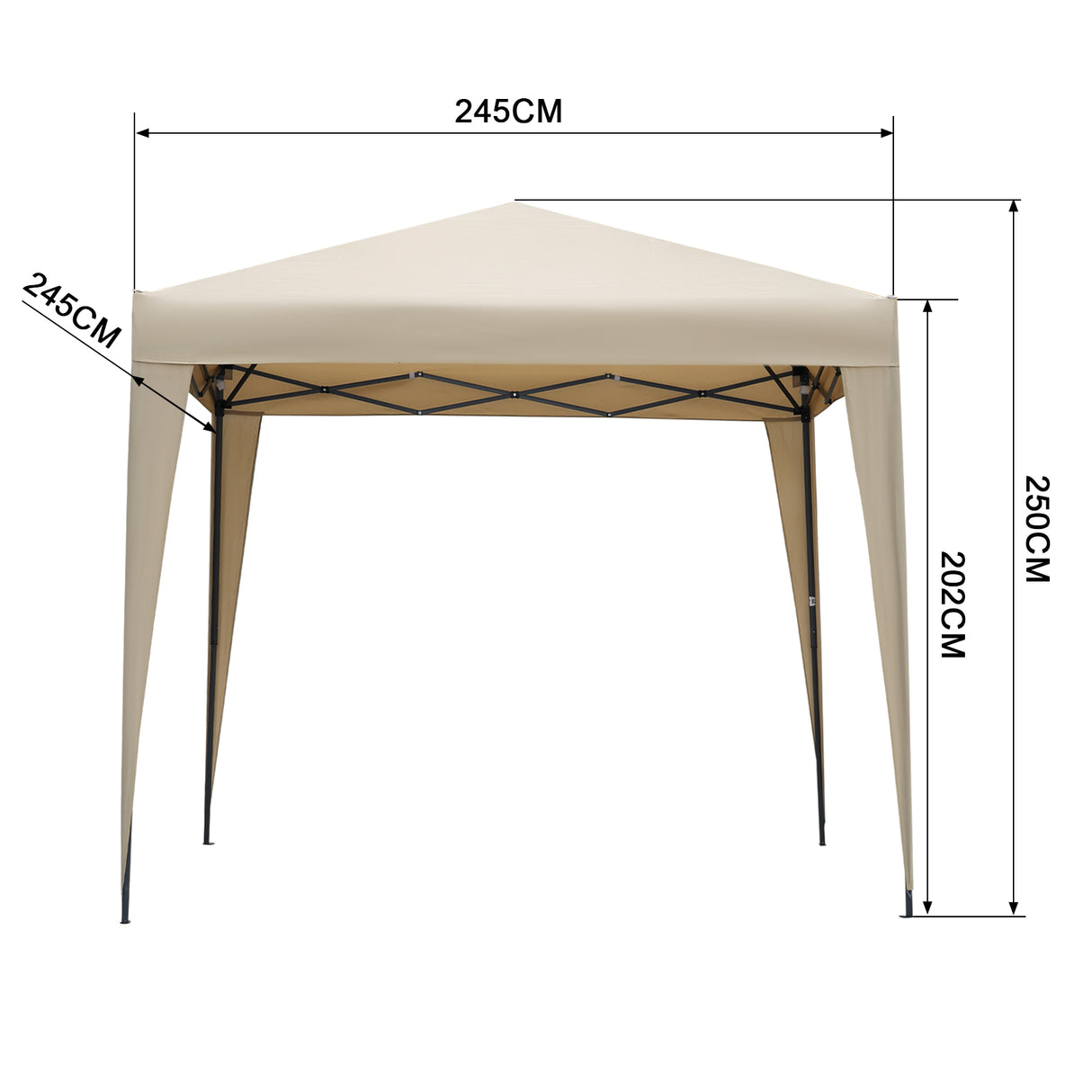 2.5x2.5M Pavilion Faltbar Terassen Dach Wasserabweisend ausStahl und Polyester