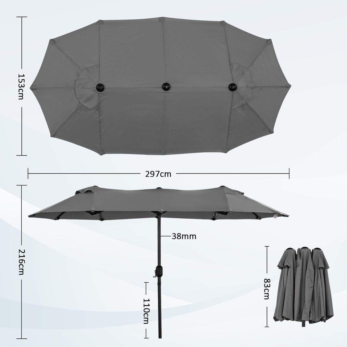 Angel Living Doppelsonnenschirm mit kurbel Groß Sonnenschirm Marktschirm für Terrasse,Balkon & Garten UPF 50+