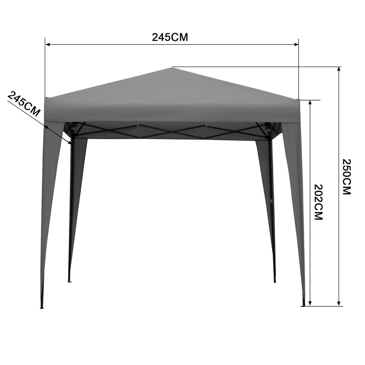 2.5x2.5M Pavilion Faltbar Terassen Dach Wasserabweisend ausStahl und Polyester