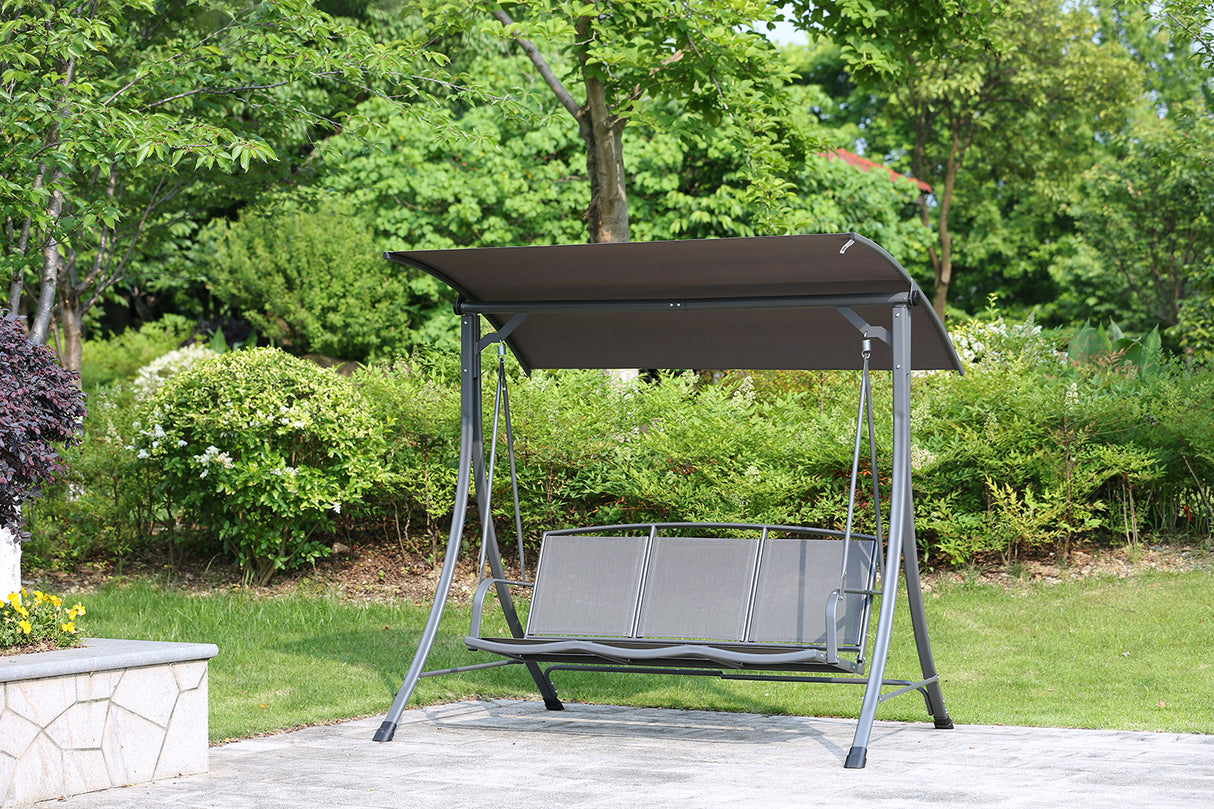 Angel Living 5869200 Hollywoodschaukel Gartenschaukel 3 Sitzer mit Sonnenschutz aus Stahl,Polyester