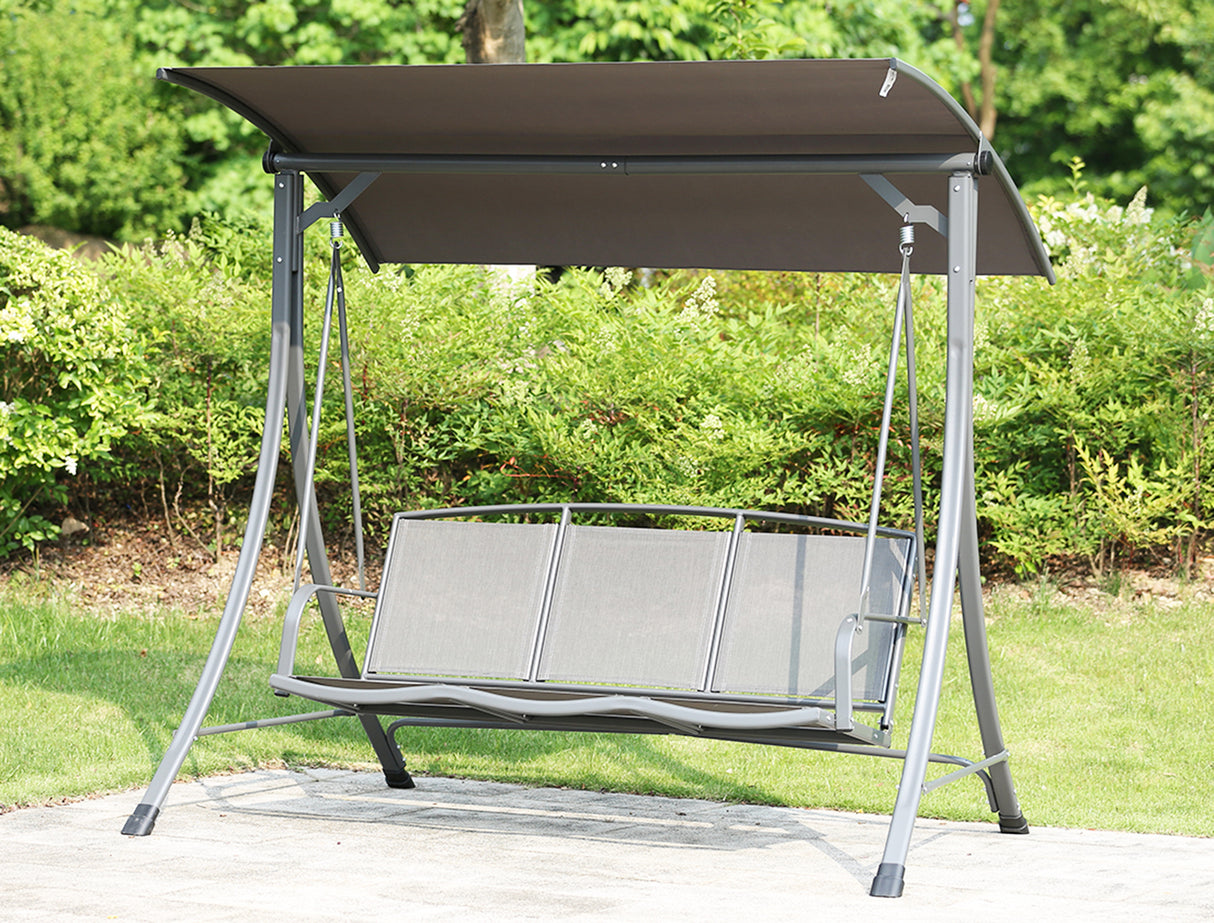 Angel Living 5869200 Hollywoodschaukel Gartenschaukel 3 Sitzer mit Sonnenschutz aus Stahl,Polyester