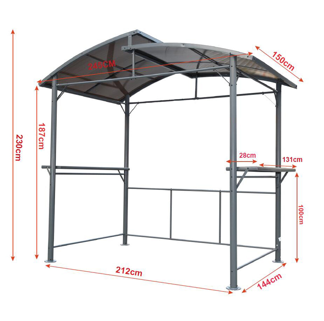 Angel Living Grillpavillon,BBQ-Pavillon mit Rauchabzug 245x150x233 cm,Grau