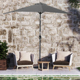 270cm Halbrund Sonnenschirm,Terrassenschirm mit Kurbel, mit UV-Schutz 40+