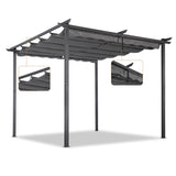 Angel Living Pergola aus einer Stahl-Aluminium-Kombination mit einziehbarem Dach, wasserdichtes Dach aus Polyester mit PU-Beschichtung, UV-beständig, für den Außenbereich: Garten, Terrasse