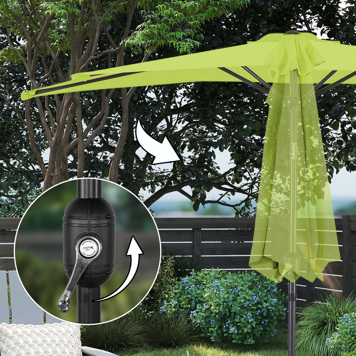 Angel Living 2.7M Halber Sonnenschirm mit Kurbel und Neigbar, UV-Schutz Marktschirm für Terrasse,Poolbereich,Balkon & Garten