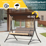 Gartenschaukel 159T, mit braunem Dach und gewebtem Rattanstuhl, 170x110x153cm (3 Sitze)