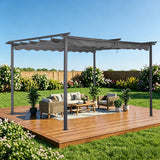 Angel Living Pergola aus einer Stahl-Aluminium-Kombination mit einziehbarem Dach, wasserdichtes Dach aus Polyester mit PU-Beschichtung, UV-beständig, für den Außenbereich: Garten, Terrasse