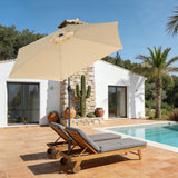 Angel Living Sonnenschirm 2.3M mit Kurbel und Neigbar, Gartenschirm Marktschirm Terrassenschirm Taupe Rund Sonneschirm Sonnenschutz aus Polyester UV50+