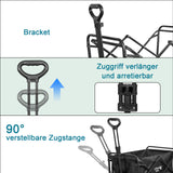 Angel Living Bollerwagen Faltbar 200L mit Tragkraft bis 100KG, Handwagen Klappbar, Faltbarer Campingwagen mit Höhenverstellbarem Griff, Leicht und Platzsparend, Stabil, 600D Oxford-Gewebe, Schwarz