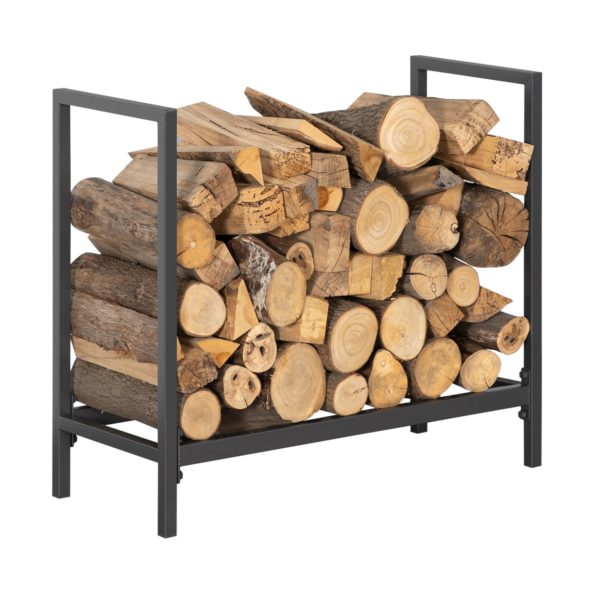 Angel Living Kaminholzständer aus Stahl für Innen & Außen, Feuerholzablage mit 61x30x61 cm, Tragfähigkeit 50 kg, Dunkelgrau Pulverbeschichtet