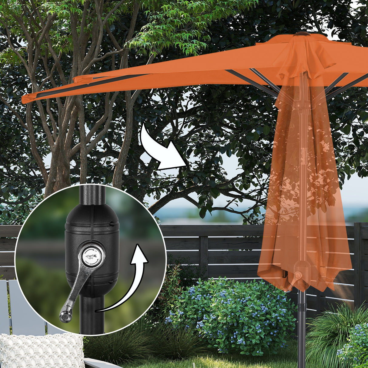 Angel Living 2.7M Halber Sonnenschirm mit Kurbel und Neigbar, UV-Schutz Marktschirm für Terrasse,Poolbereich,Balkon & Garten