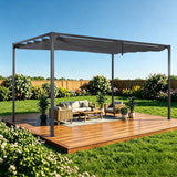 Angel Living Pergola aus einer Stahl-Aluminium-Kombination mit einziehbarem Dach, wasserdichtes Dach ohne Einfassung aus Polyester mit PU-Beschichtung, UV-beständig, für den Außenbereich: Garten, Terrasse