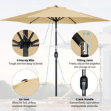 Angel Living parasol Ø 270 cm parasol de jardin parasol de marché parasol de jardin parasol rond taupe en aluminium, acier et polyester UV50 +