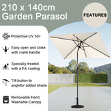 Angel Living 210 × 140 cm Sonnenschirm Balkonschirm Kurbelschirm Marktschirm Gartenschirm Kippbarer Gartenschirm Sonnenschutz UV 50+ Rechteckig
