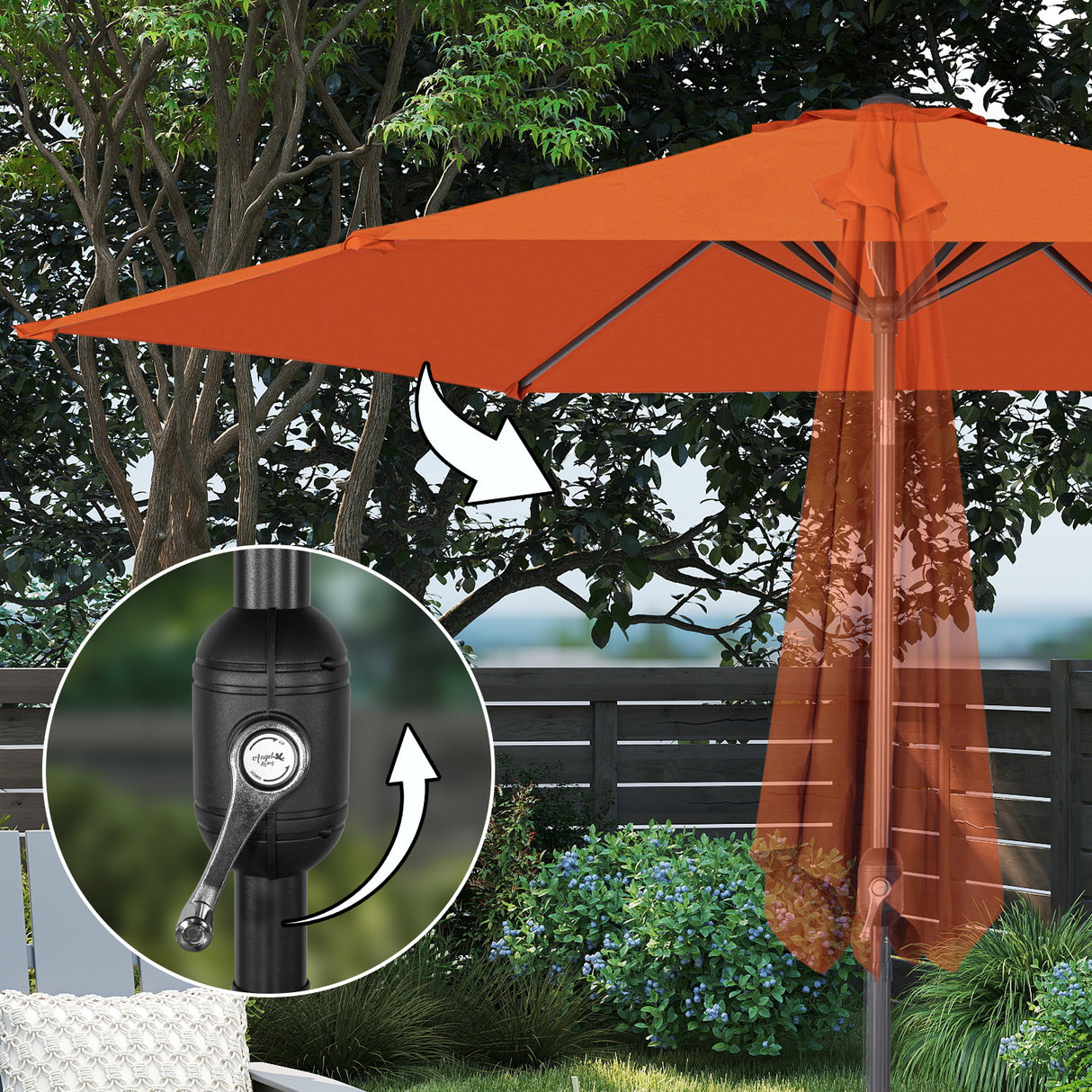 Angel Living Sonnenschirm Ø 300 cm Gartenschirm Marktschirm Terrassenschirm Taupe Rund Sonneschirm Sonnenschutz aus Metall und Polyester UV50+