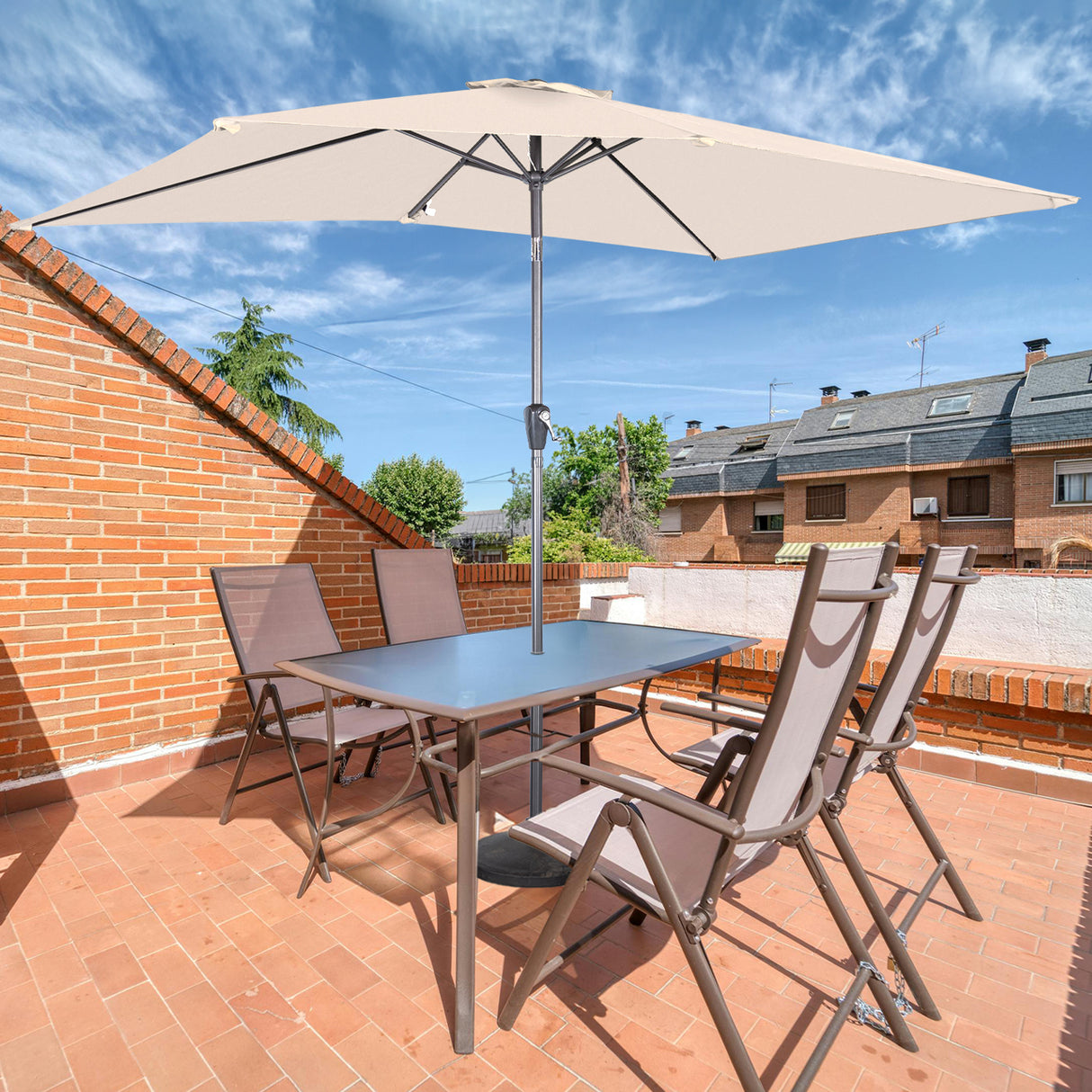 Angel Living 200 x 300 cm Sonnenschirm Rechteckig Marktschirm Terrassenschirm aus Metall mit Kurbel und Neigung für Gartenterrasse,mit UV-Schutz 40+