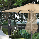 Angel Living Sonnenschirm 2M mit Kurbel und Neigbar, Gartenschirm Marktschirm Terrassenschirm Taupe Rund Sonneschirm Sonnenschutz aus Polyester UV50+