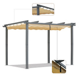 Pergola aus Aluminium in anthrazit, Dachrohre aus Stahl, Verstellbares Dach aus Polyester