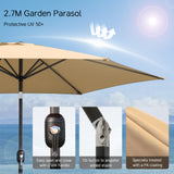 Angel Living Sonnenschirm Ø 270 cm Gartenschirm Marktschirm Terrassenschirm Taupe Rund Sonneschirm Sonnenschutz aus aus Metall, Stahl und Polyester UV50+