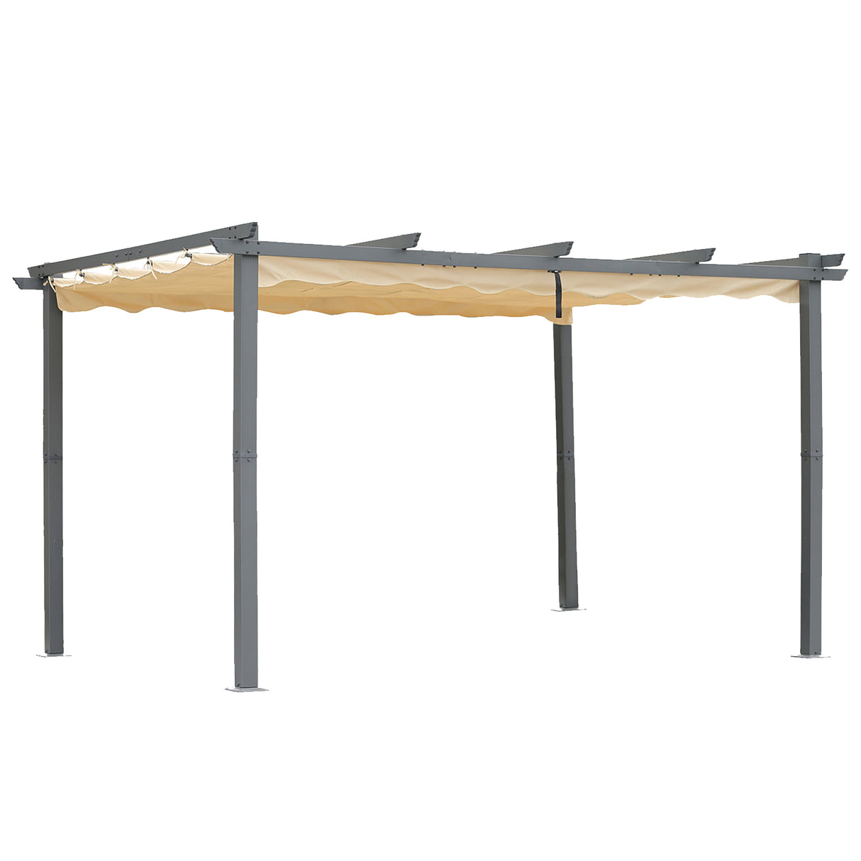 Pergola aus Aluminium in anthrazit, Dachrohre aus Stahl, Verstellbares Dach aus Polyester