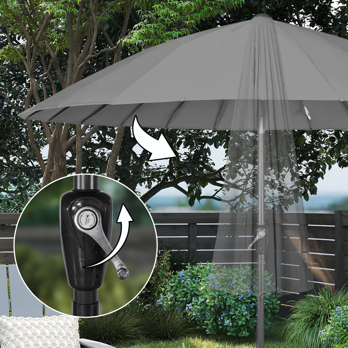 Angel Living Sonnenschirm Fiberglas 250cm mit Neigbar,UV 50+ Kurbelschirm Balkonschirm Marktschirm für Garten & Balkon