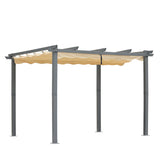 Pergola aus Aluminium in anthrazit, Dachrohre aus Stahl, Verstellbares Dach aus Polyester