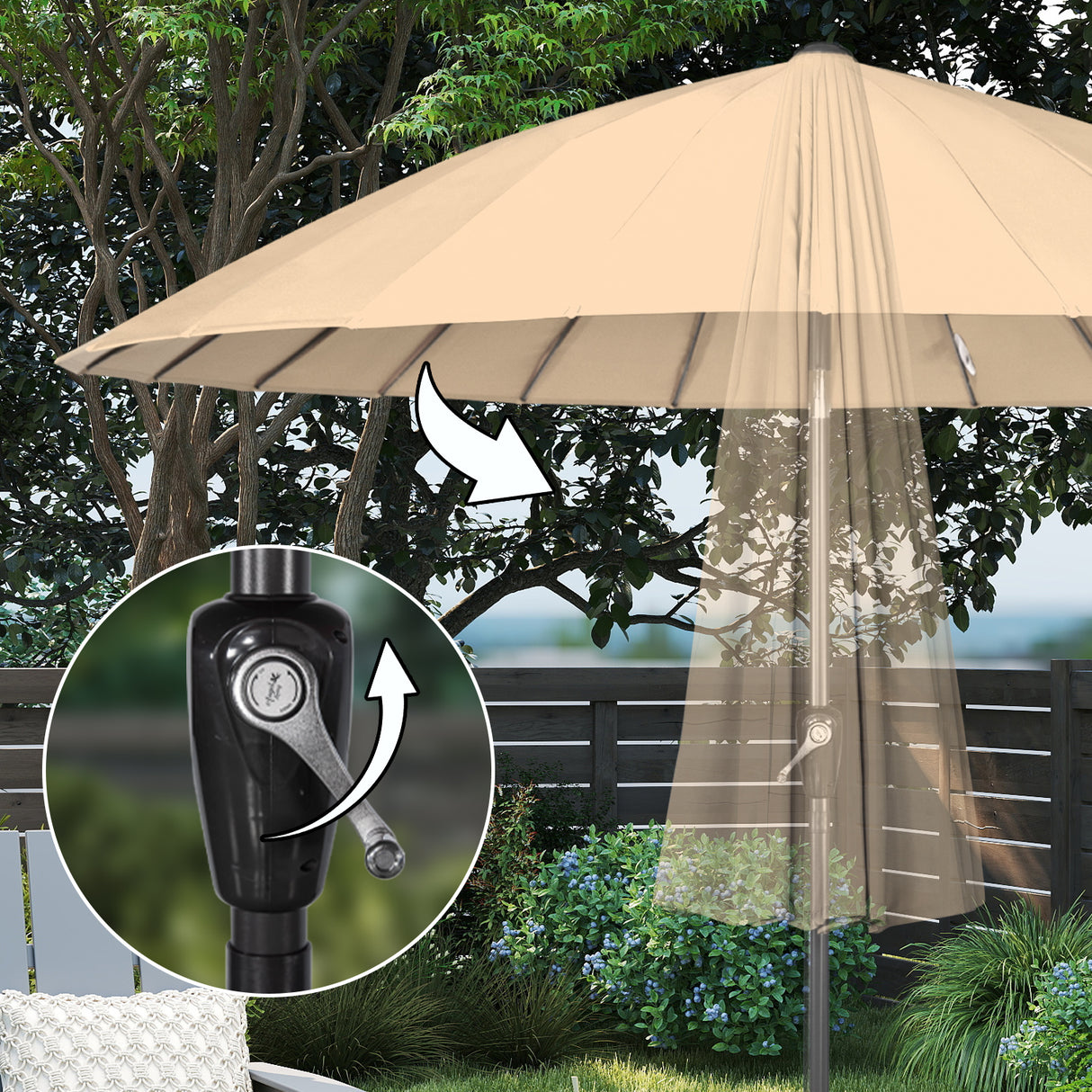 Angel Living Sonnenschirm Fiberglas 250cm mit Neigbar,UV 50+ Kurbelschirm Balkonschirm Marktschirm für Garten & Balkon