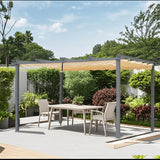 Pergola aus Aluminium in anthrazit, Dachrohre aus Stahl, Verstellbares Dach aus Polyester
