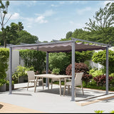 Pergola aus Aluminium in anthrazit, Dachrohre aus Stahl, Verstellbares Dach aus Polyester